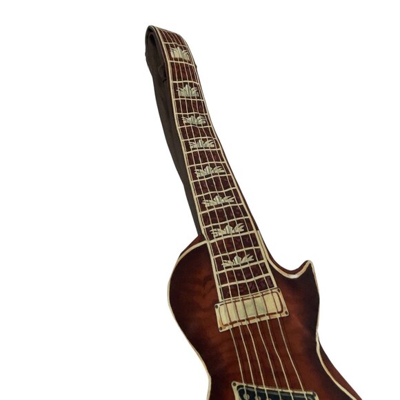 Esquire 100% Silk Hand Sewn Guitar Design Novelty Tie Brown Tan - Picture 2 of 9